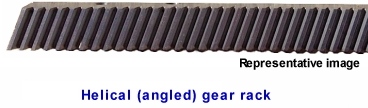 Helical-cut gear rack, module 1.5, 20º pressure angle, 17mm face, 17mm height, 2000mm length